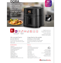Melchioni Family DORA AI Friggitrice ad Aria 8L con Intelligenza Artificiale